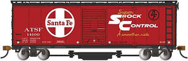 HO Track Cleaning 40' Boxcar, Removable Dry Pad - Ready to Run - Silver Series -- Santa Fe #14112 (red, black, white, Large Logo, Shock Control Markings)