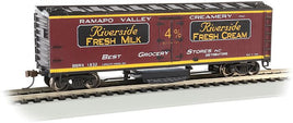Track Cleaning 40' Wood Reefer with Removable Dry Pad - Ready to Run -- Ramapo Valley Creamery BBRX #1832 (red, black, yellow)