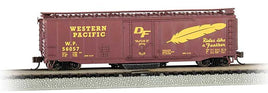 Track Cleaning 50' Plug-Door Boxcar - Ready to Run -- Western Pacific #56057 (Boxcar Red, yellow; "Rides like a Feather" Slogan)